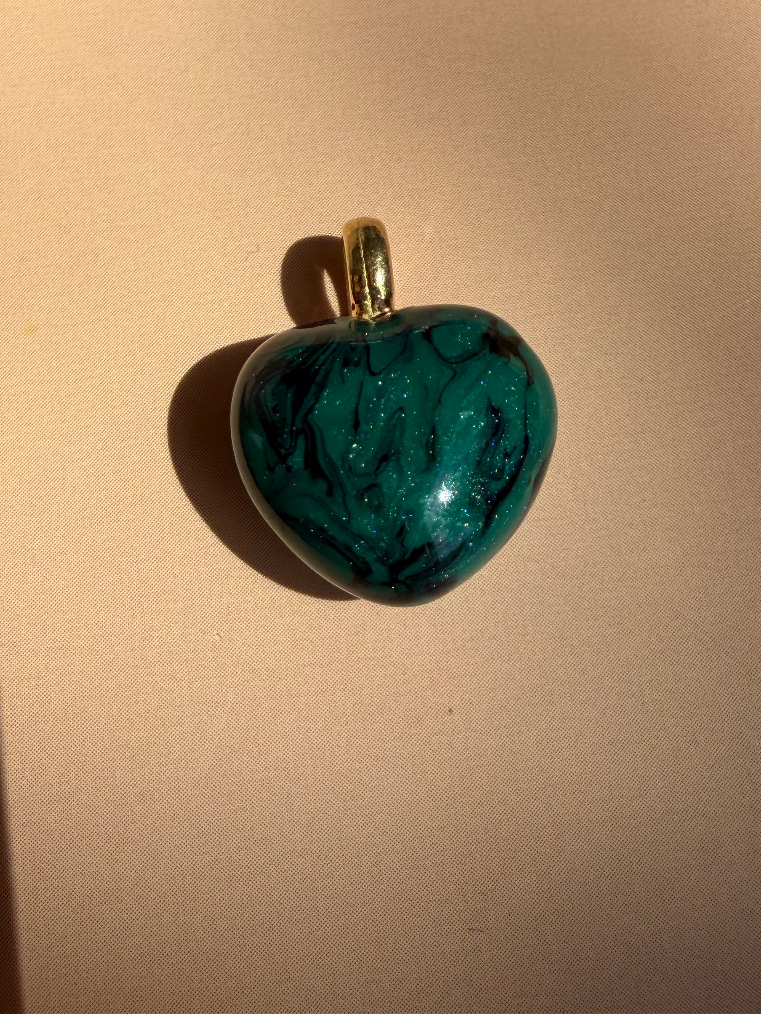 enamel hearts with 18k gold bail
