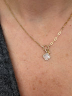 diamond and mother of pearl clover necklace