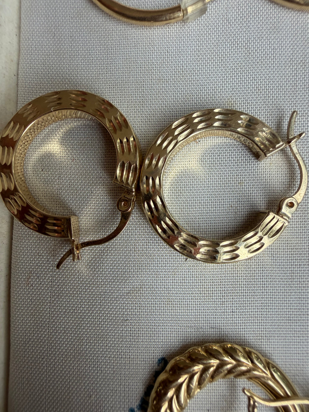 squared edge diamond cut hoop