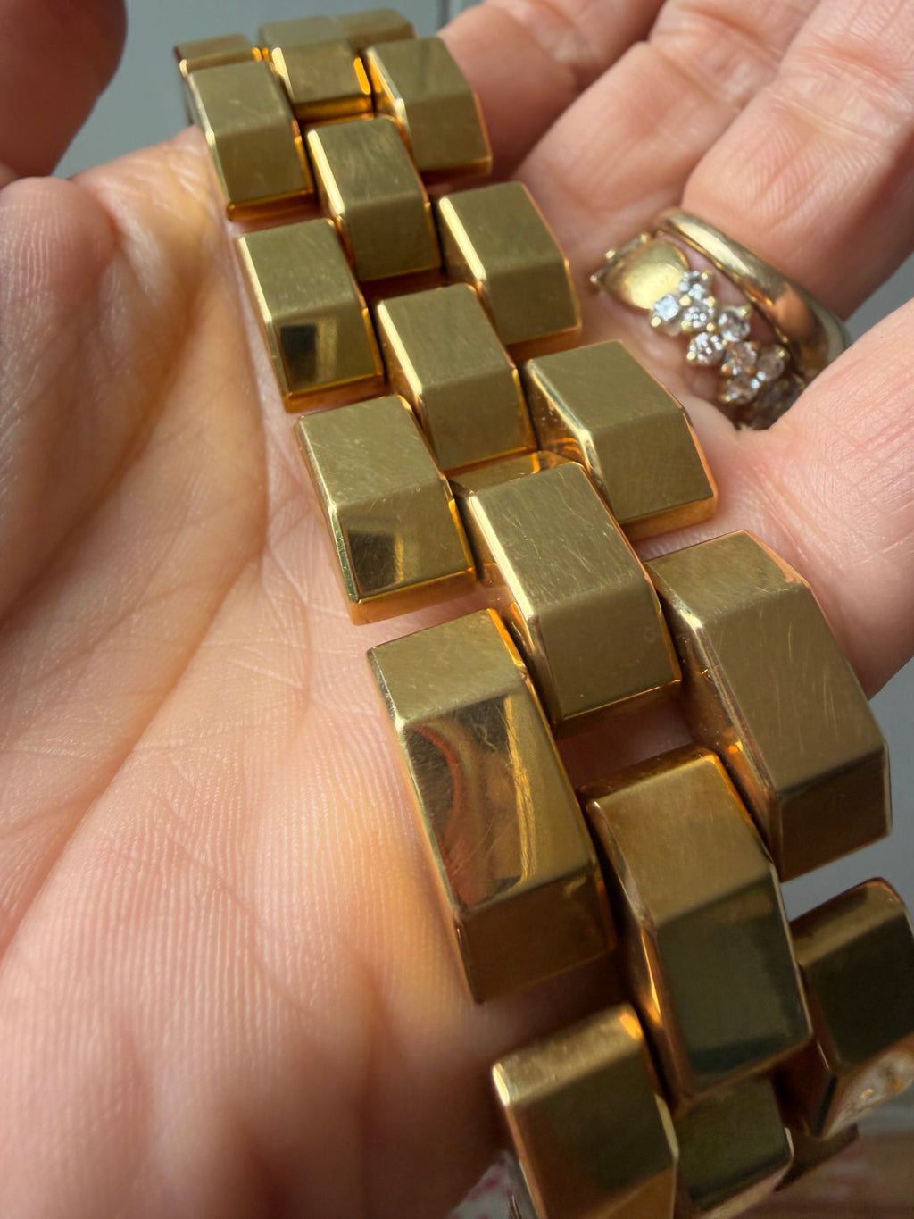 chunky blocky 18k gold bracelet