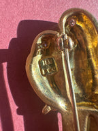vintage enamel love birds brooch