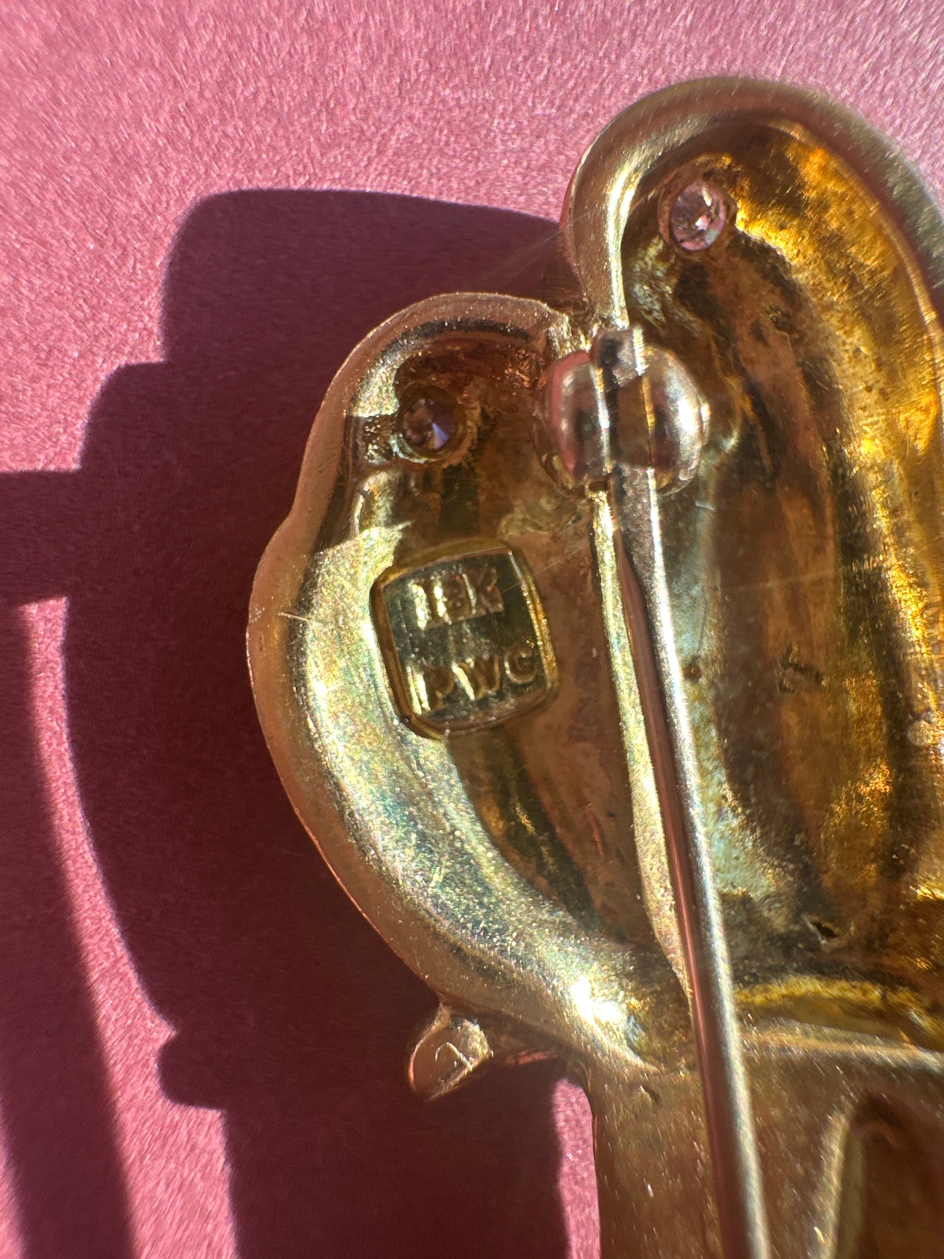 vintage enamel love birds brooch