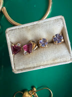 lilac tanzanite and yellow gold stud