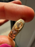 chain ring with oval east west peach citrine