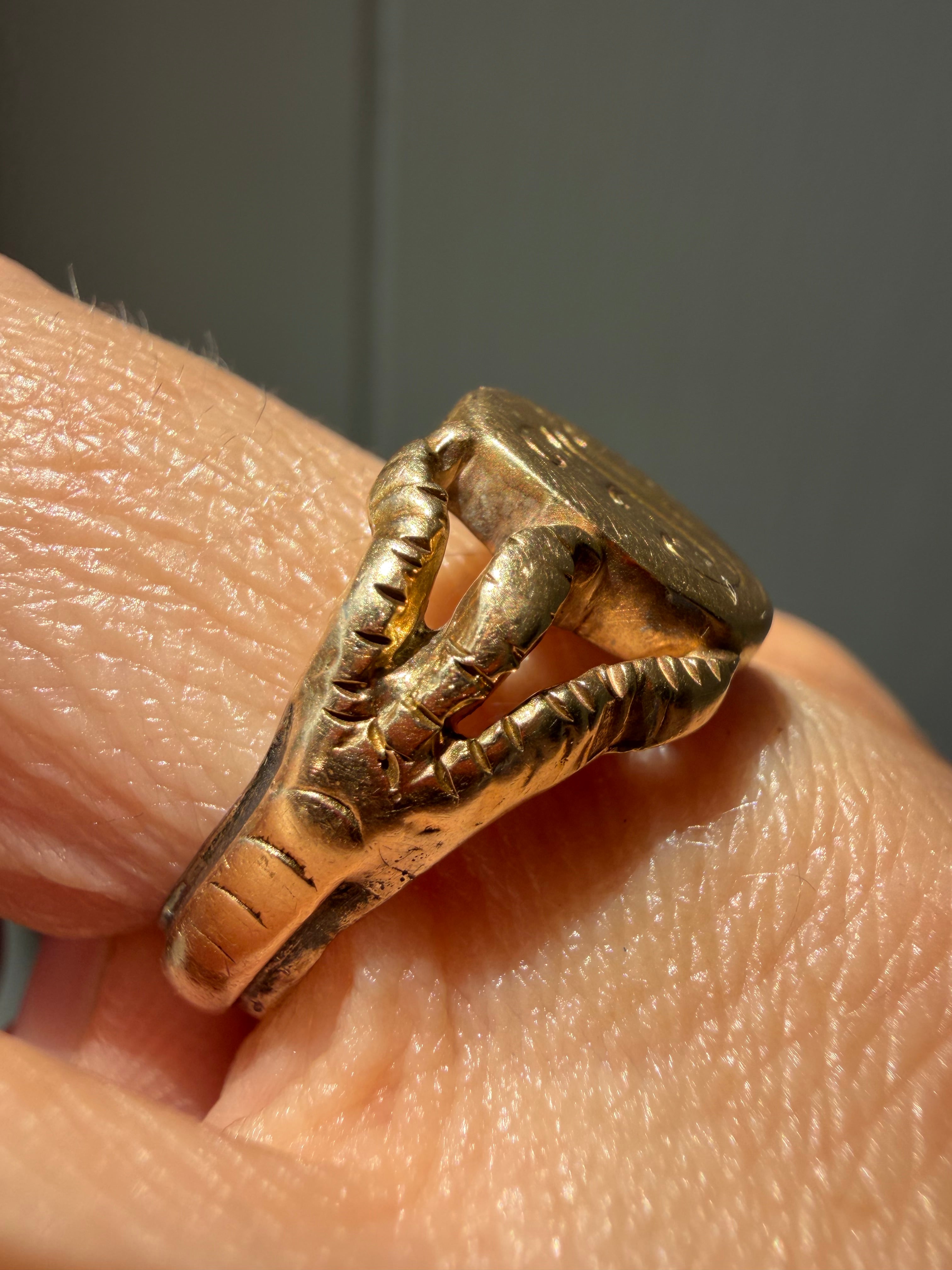 unique claw foot hand engraved signet