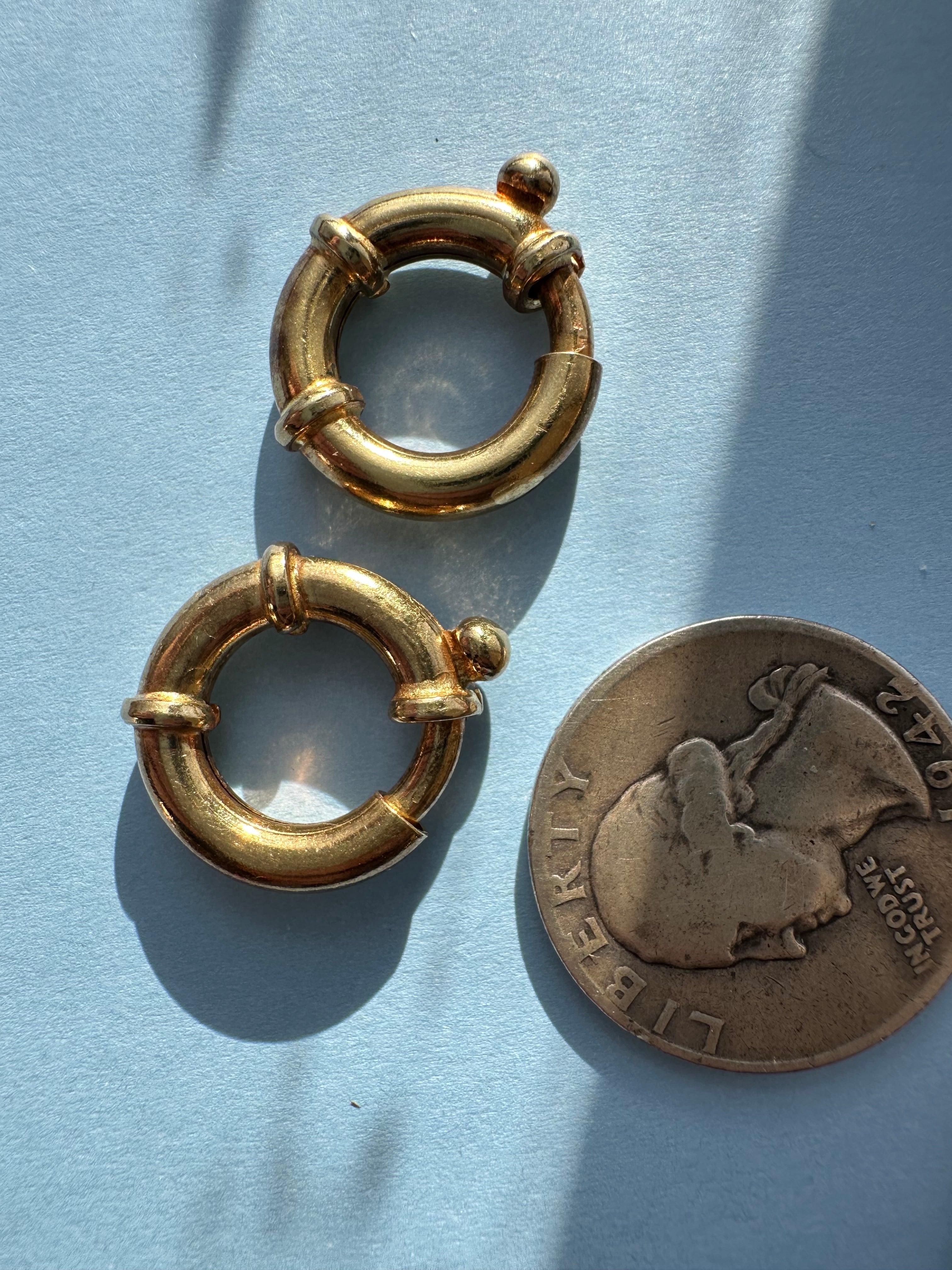 solid 18k gold bolt clasps
