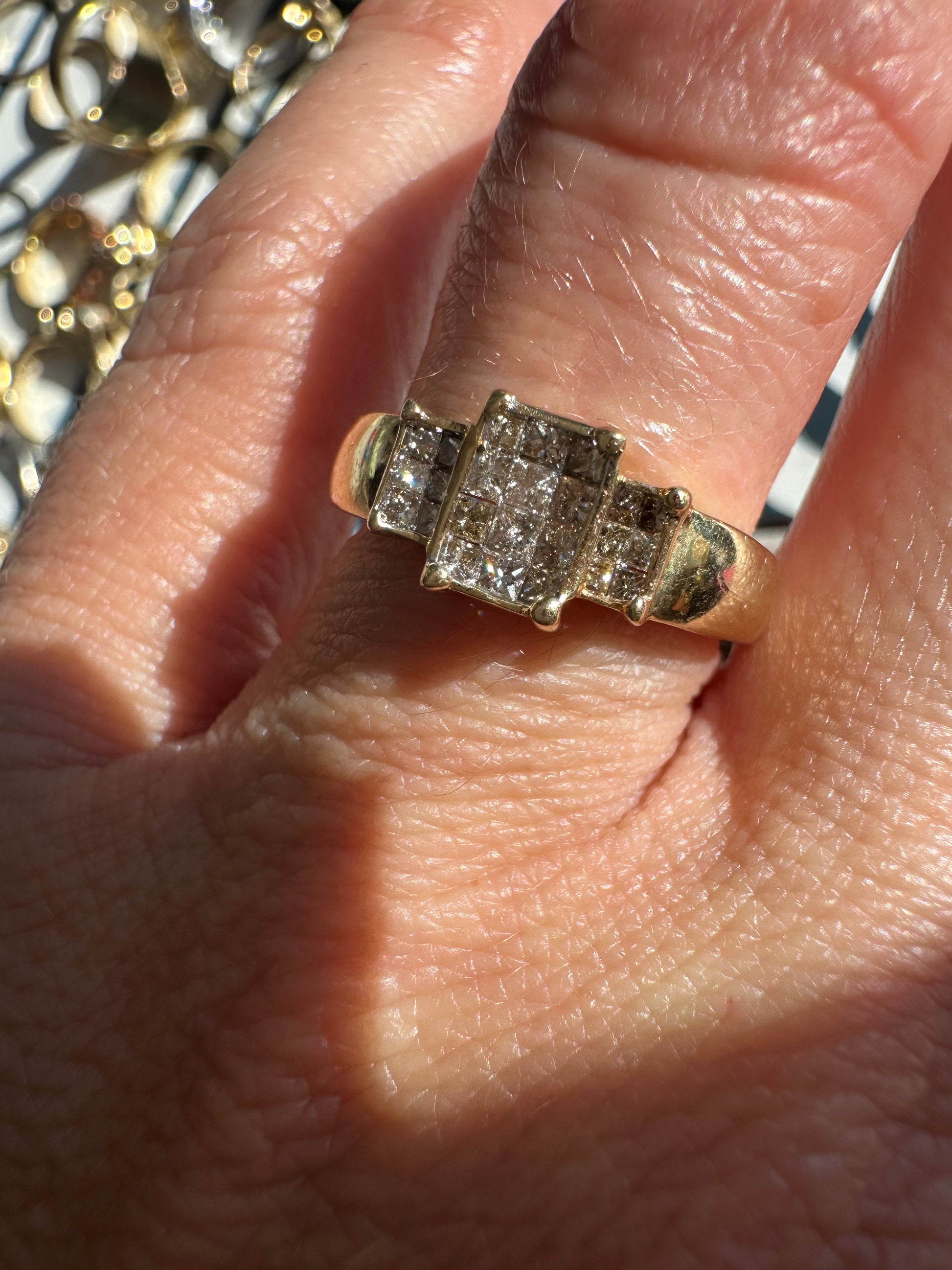 princess cut champagne diamond ring