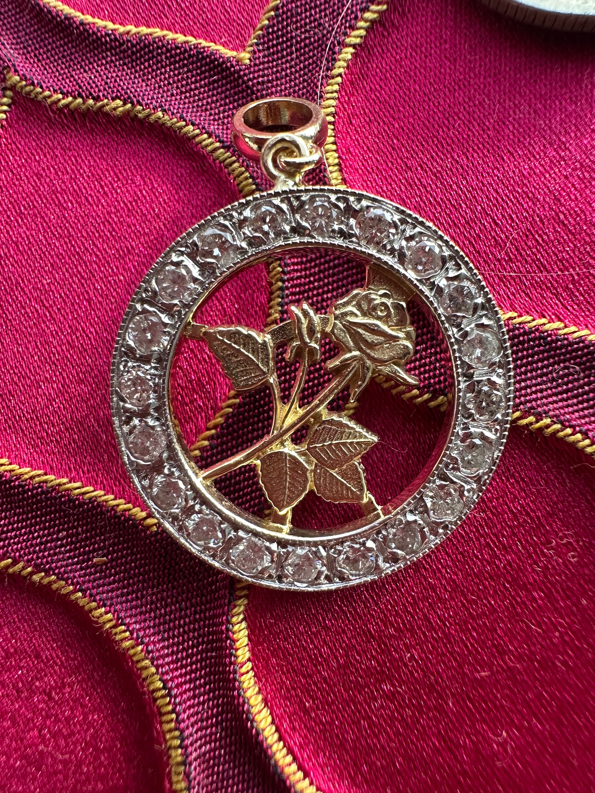 diamond rose pendant // pin conversion