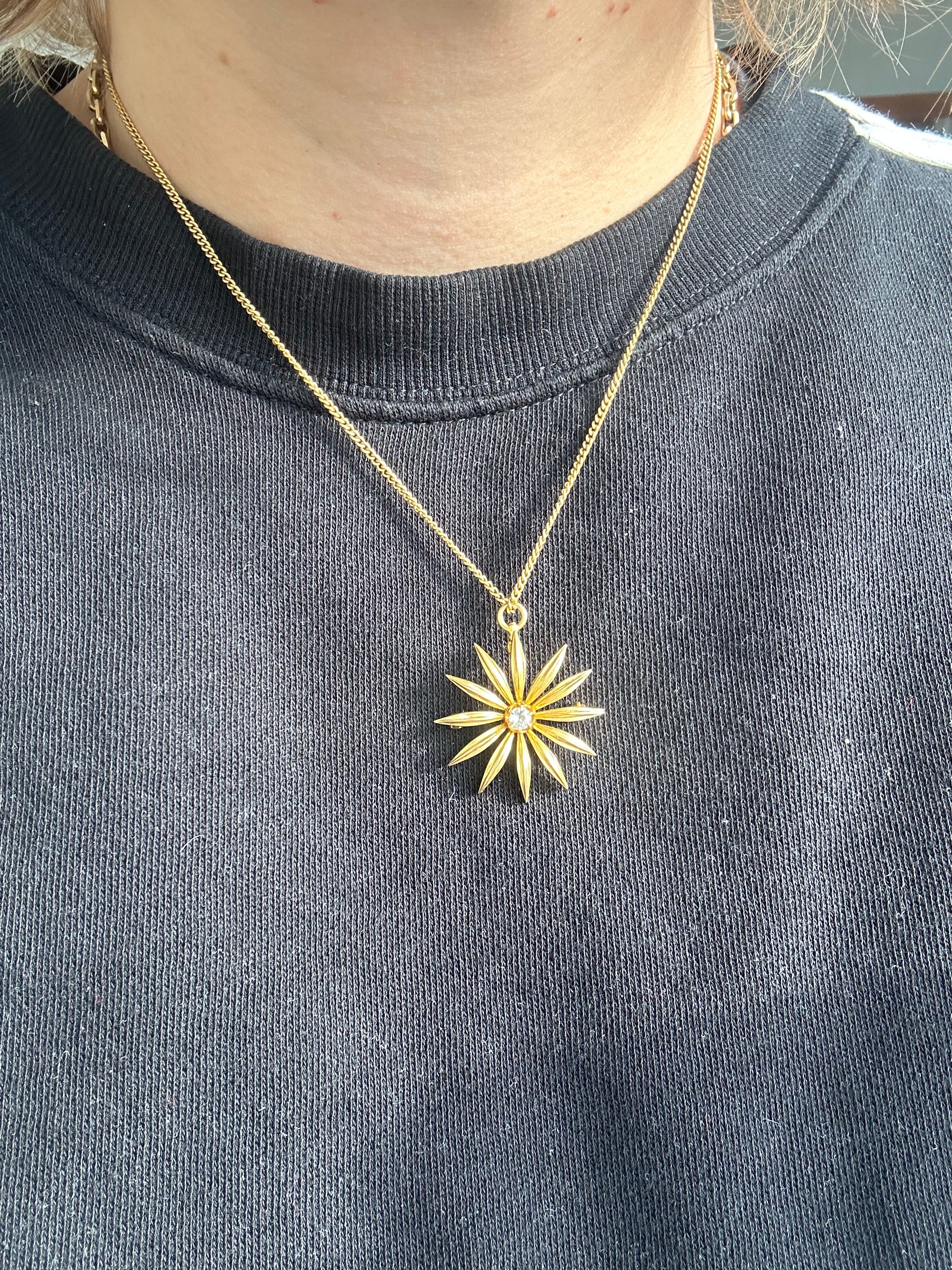 old mine cut diamond burst charm / brooch