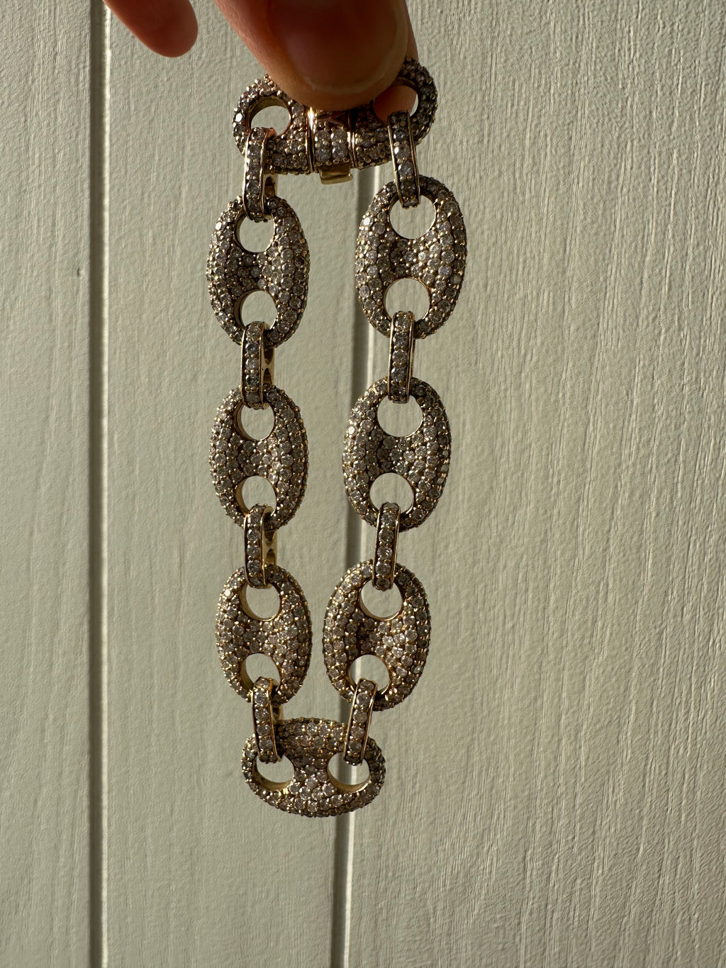 diamond covered gucci link bracelet