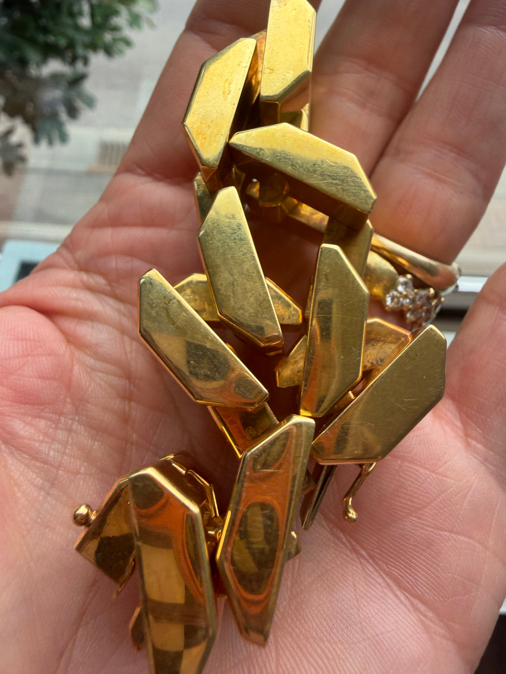 chunky blocky 18k gold bracelet