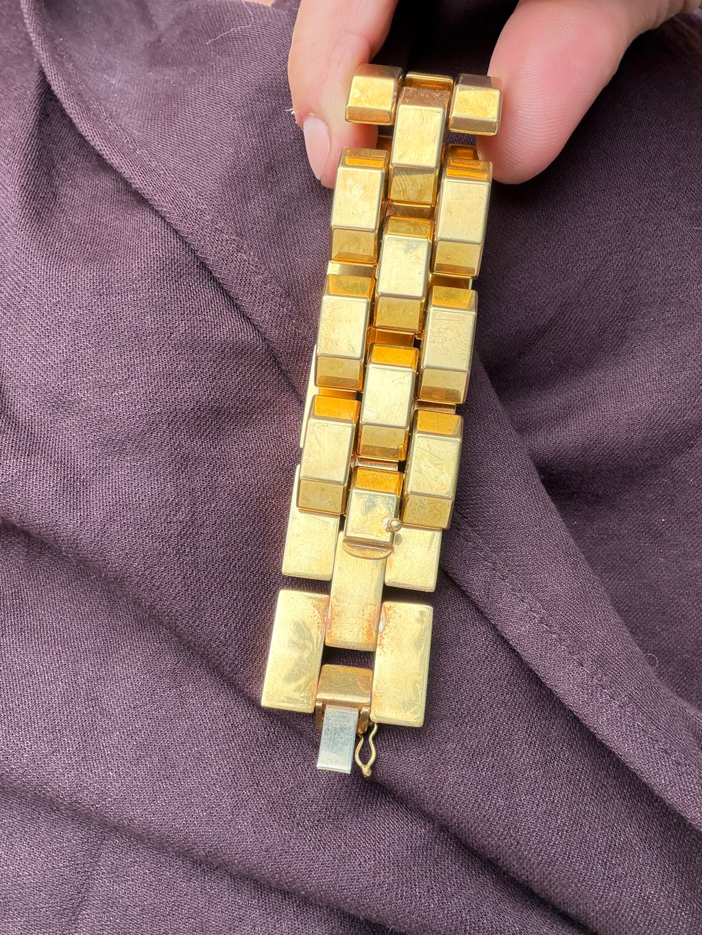 chunky blocky 18k gold bracelet