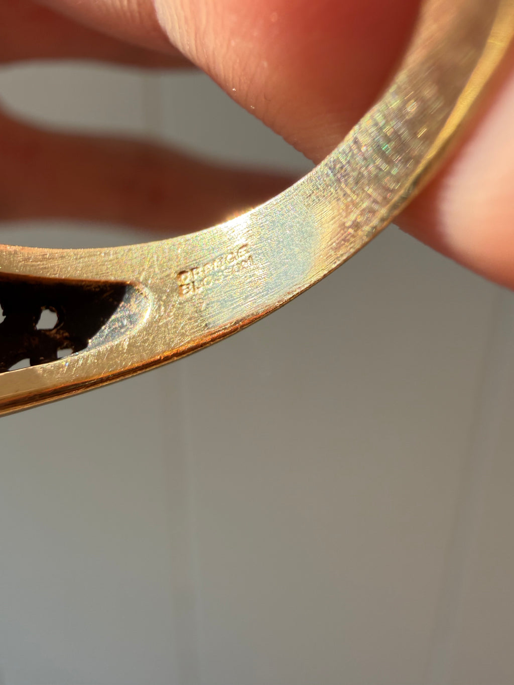 orange blossom dome ring with old euro cut diamond