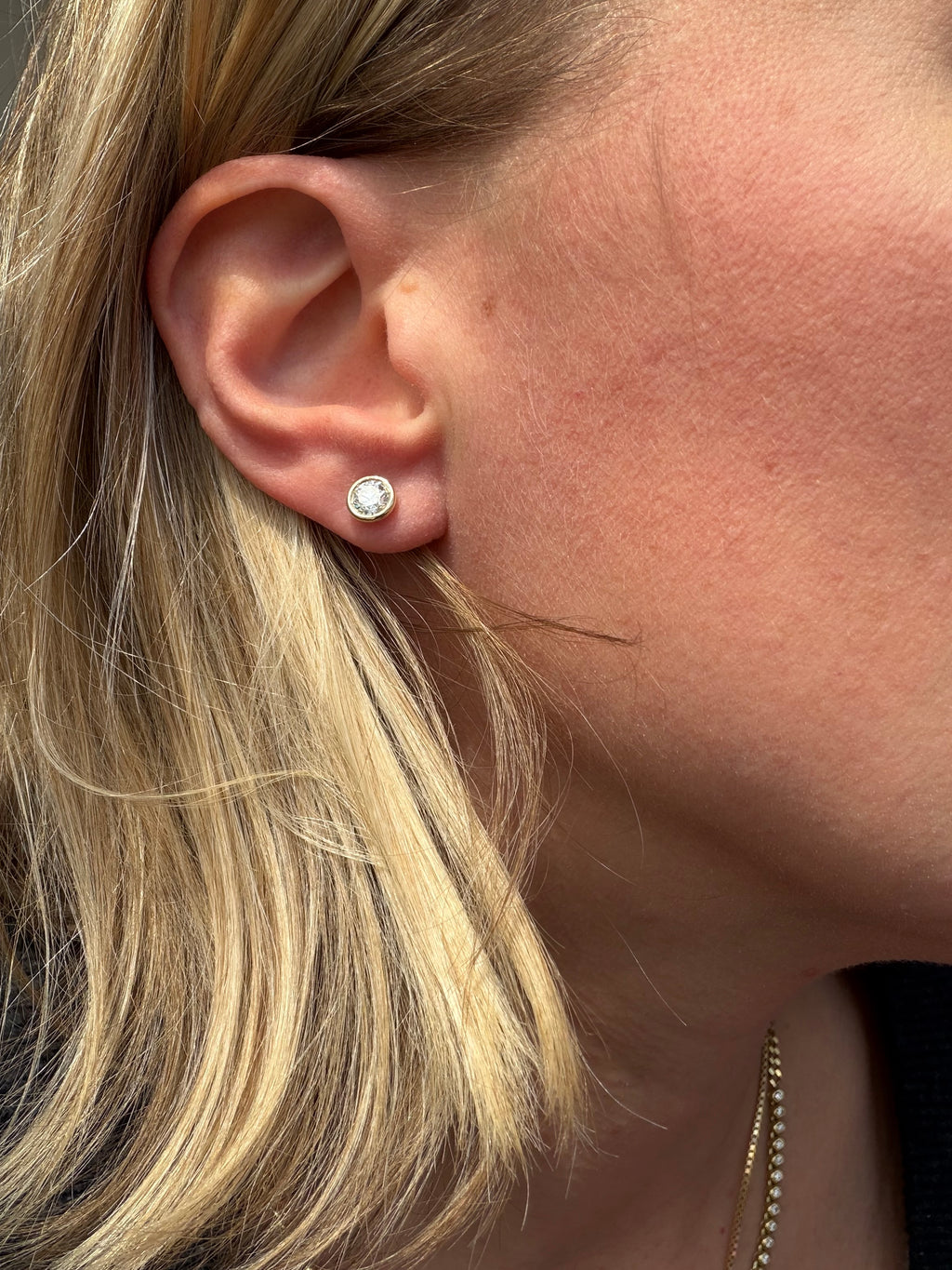 bezel and martini set lab diamond studs