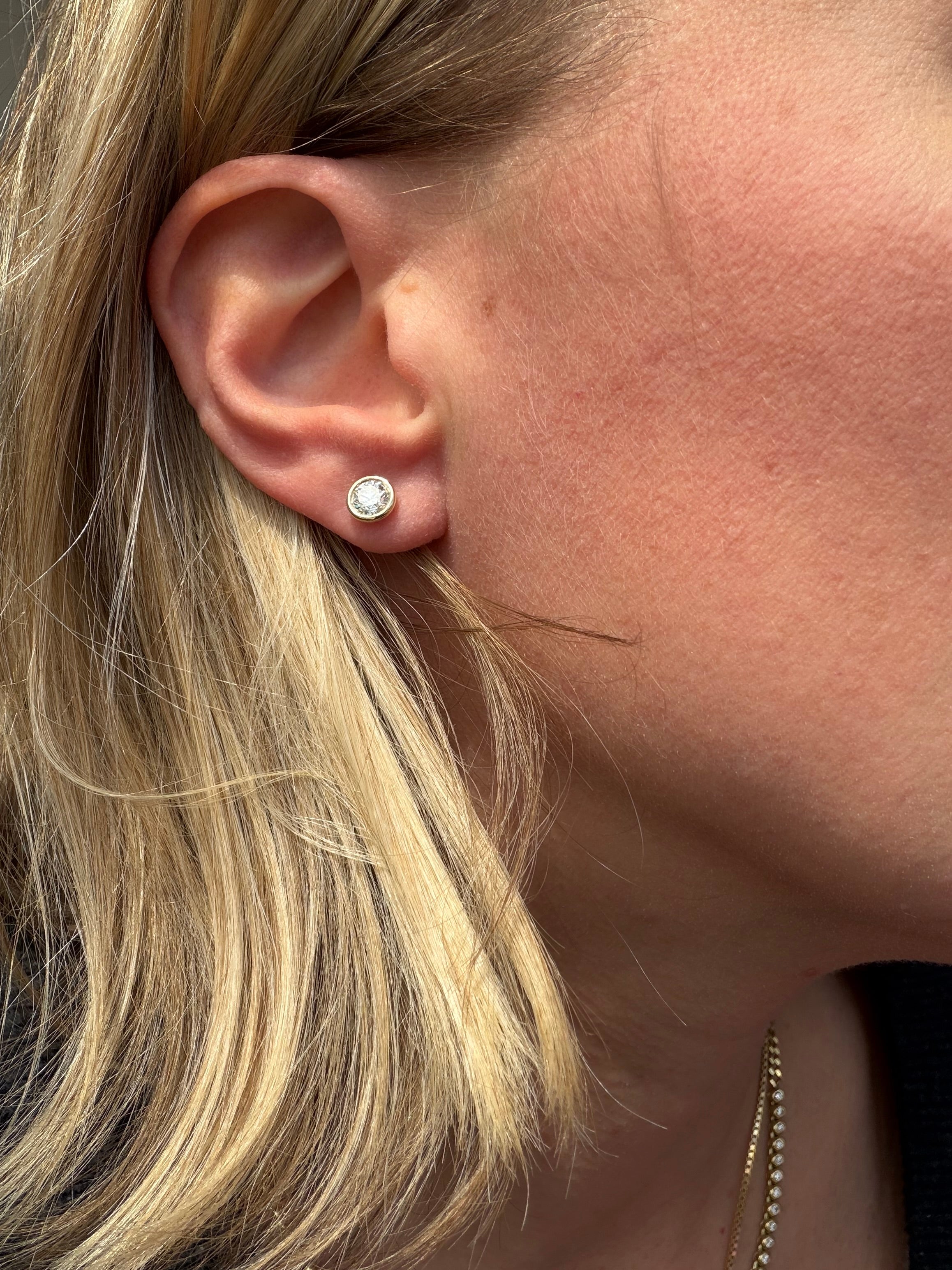 bezel and martini set lab diamond studs