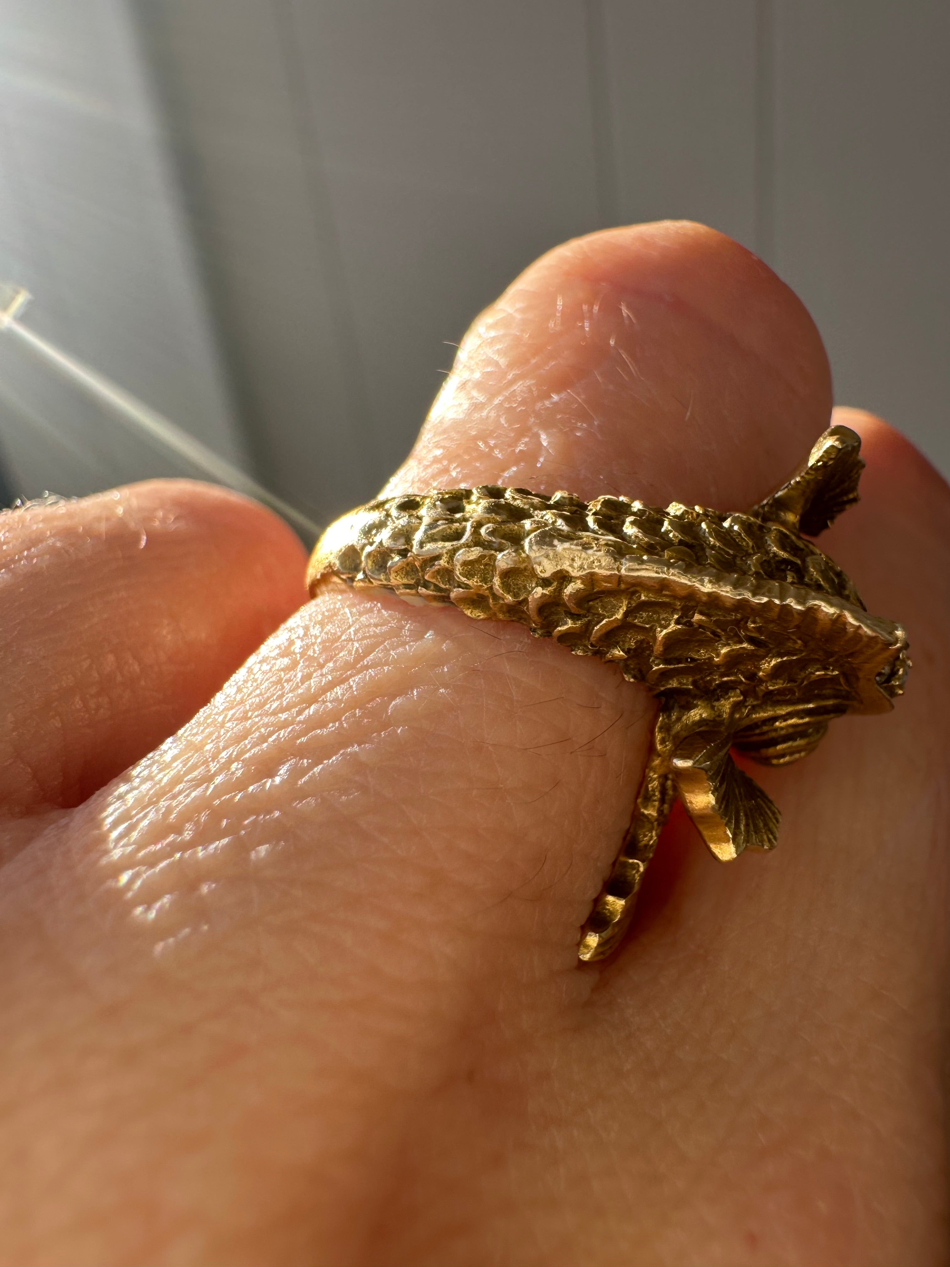 antique lucky koi fish ring