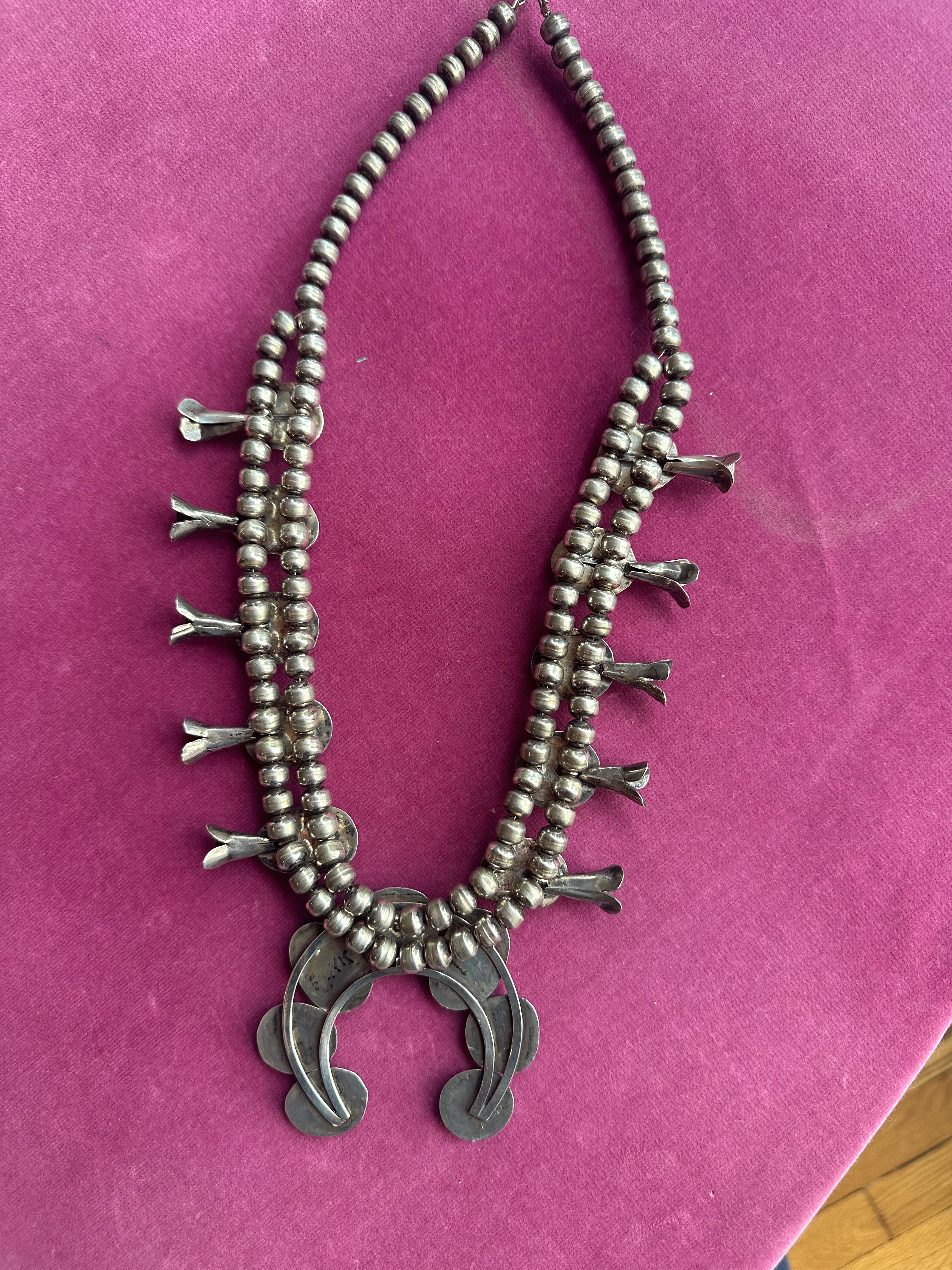 Sterling silver and turquoise vintage squash blossom