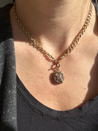 antique curb 10" watch chain with t bar