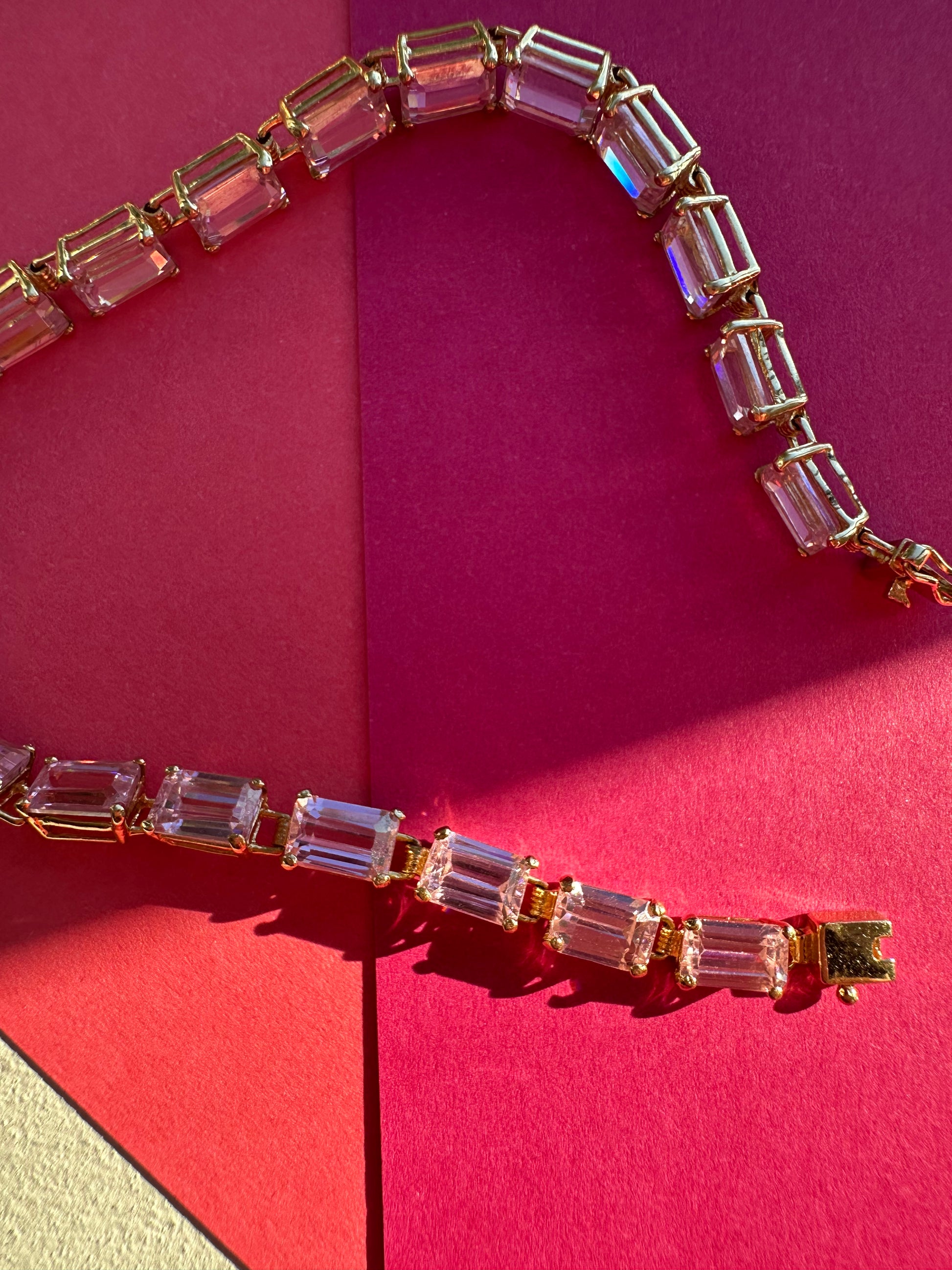pale pink quartz tennis bracelet
