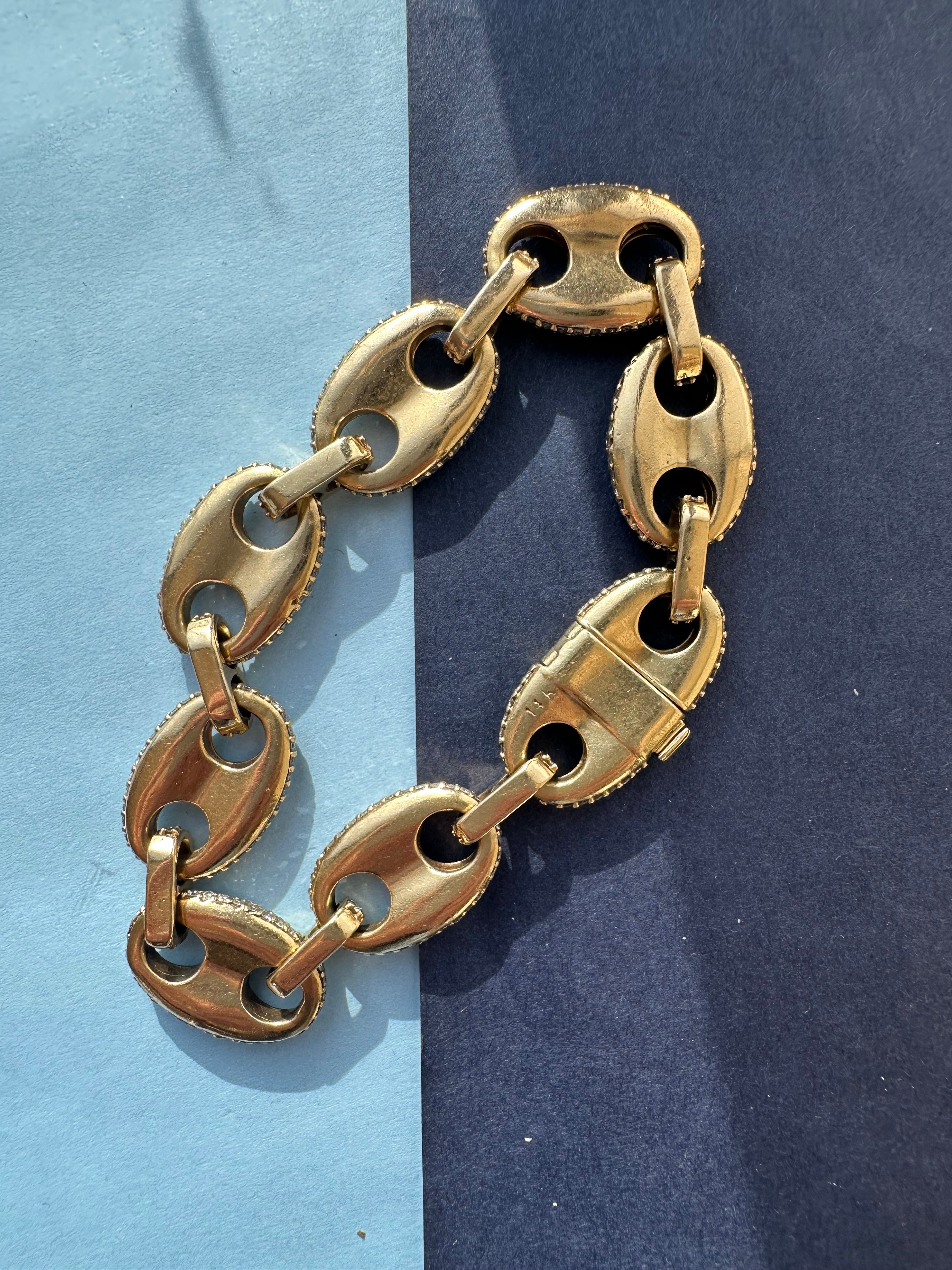 diamond covered gucci link bracelet