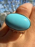 bezel set east west turquoise ring