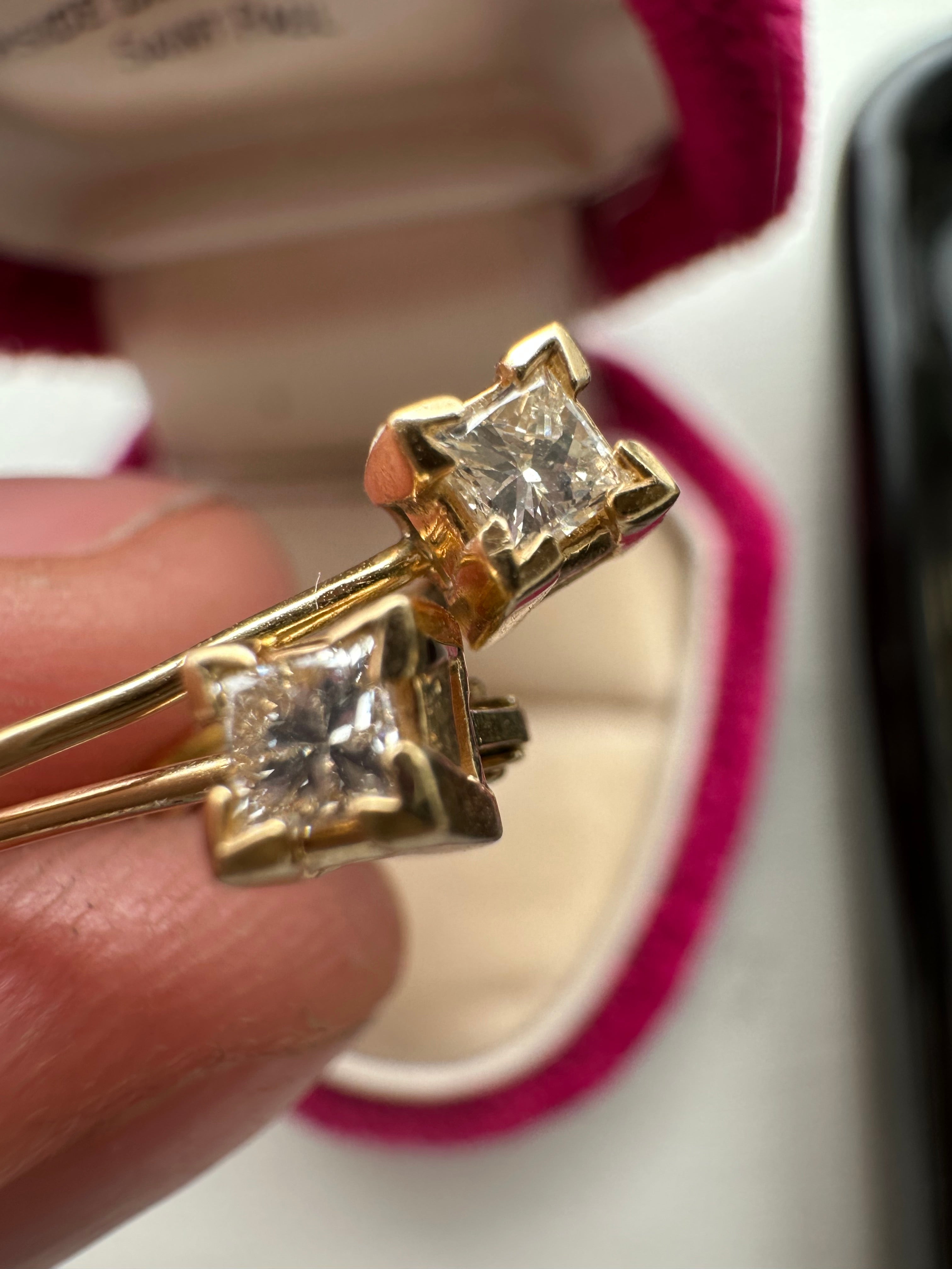princess cut diamond leverback earrings