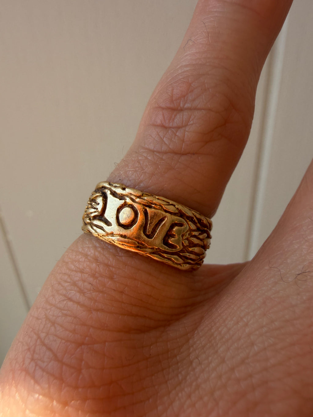 hand engraved LOVE band