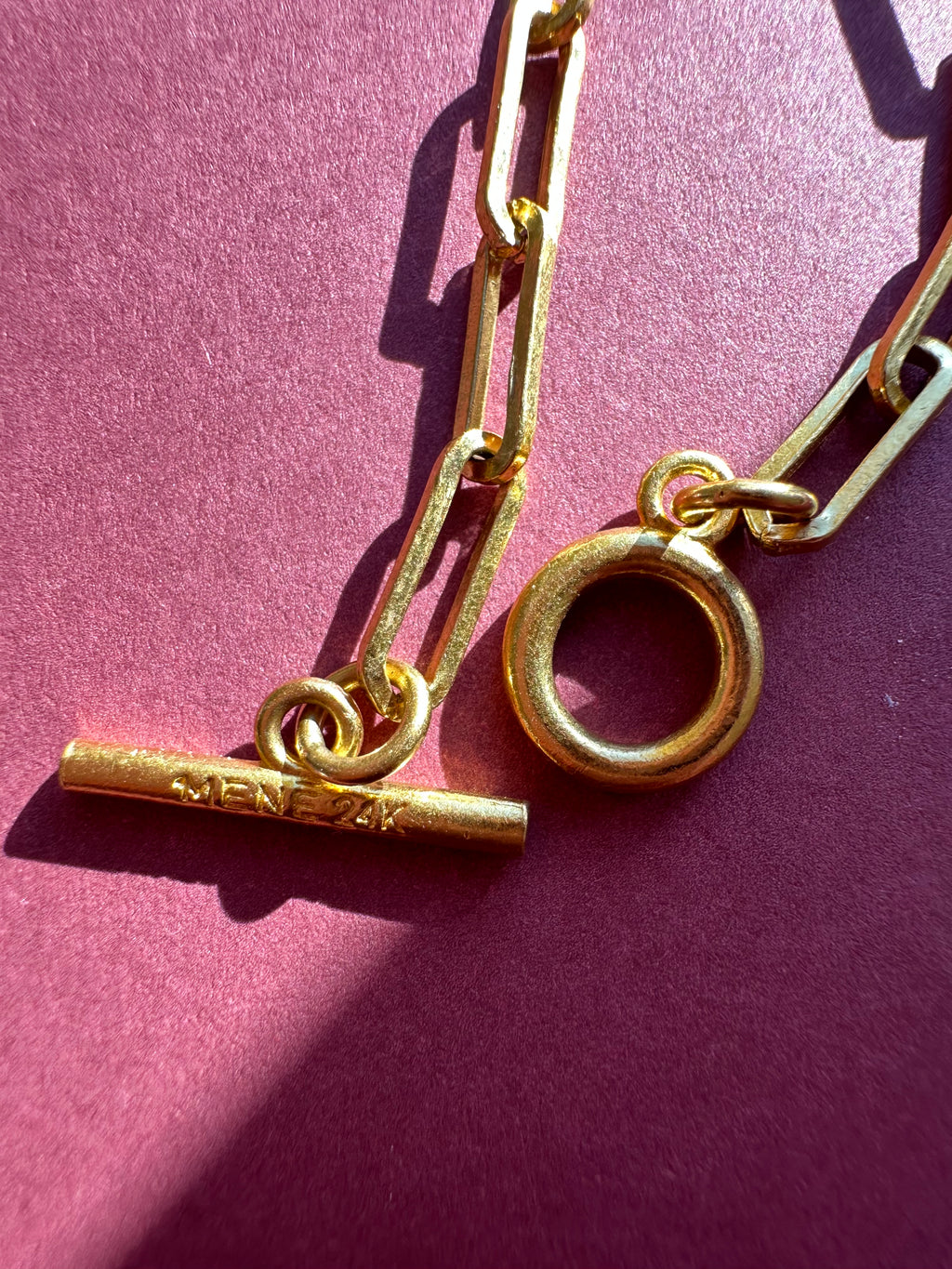 24k pure solid paperclip bracelet