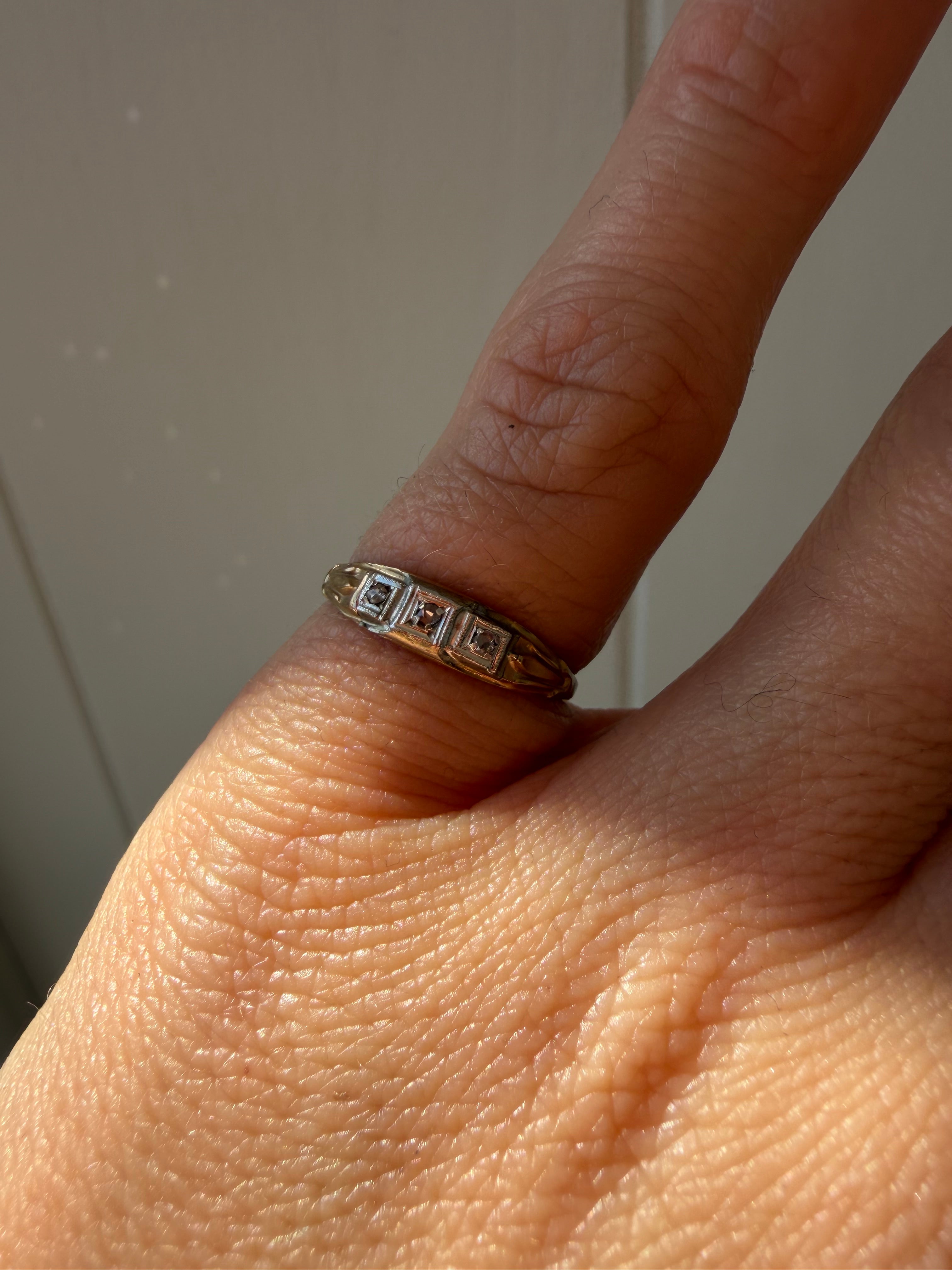 three single cut diamond band