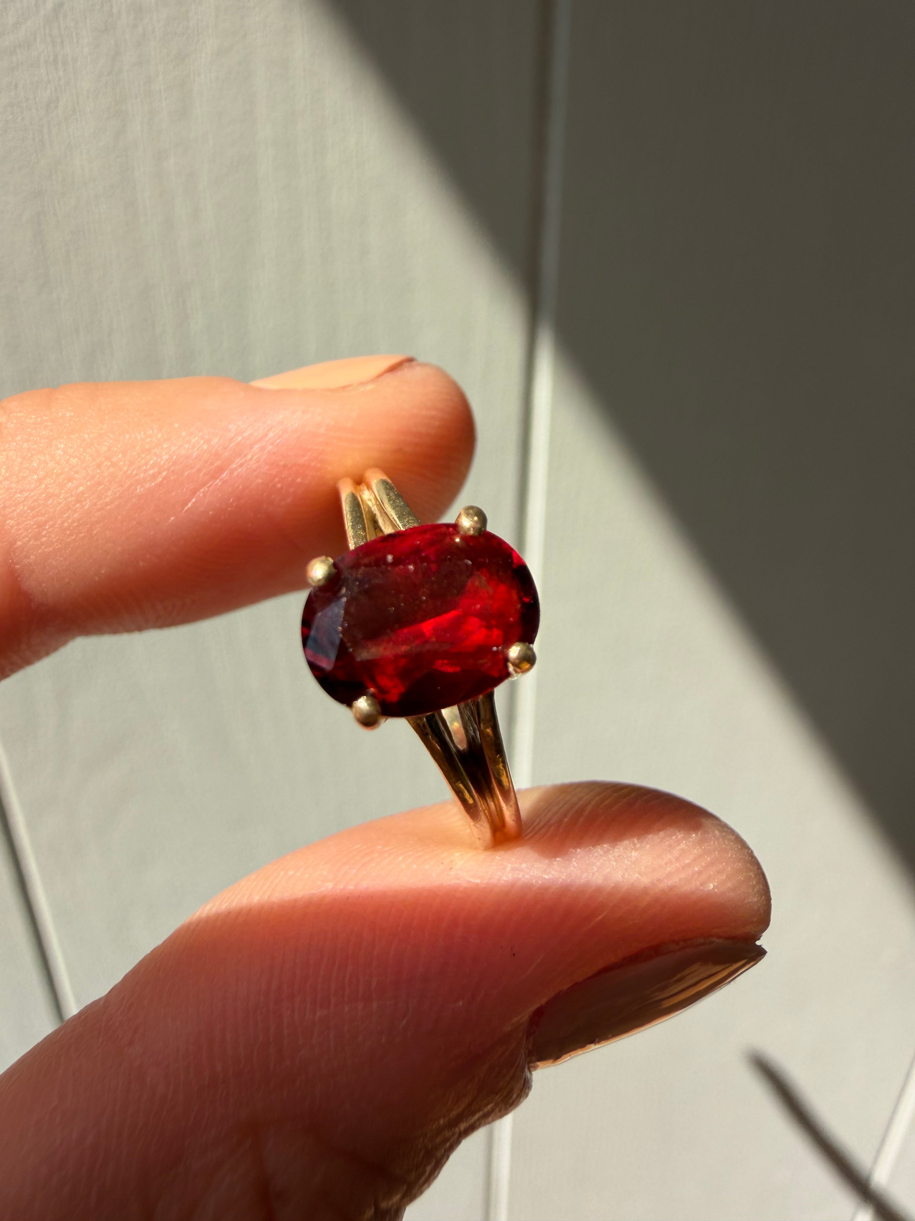 solitaire garnet ring