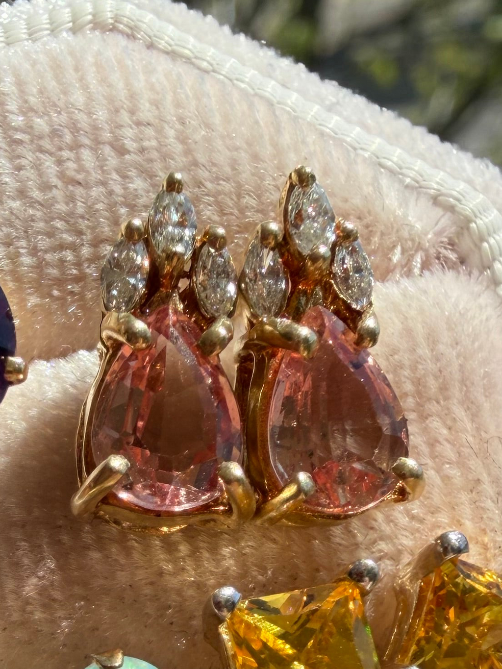 morganite and diamond studs
