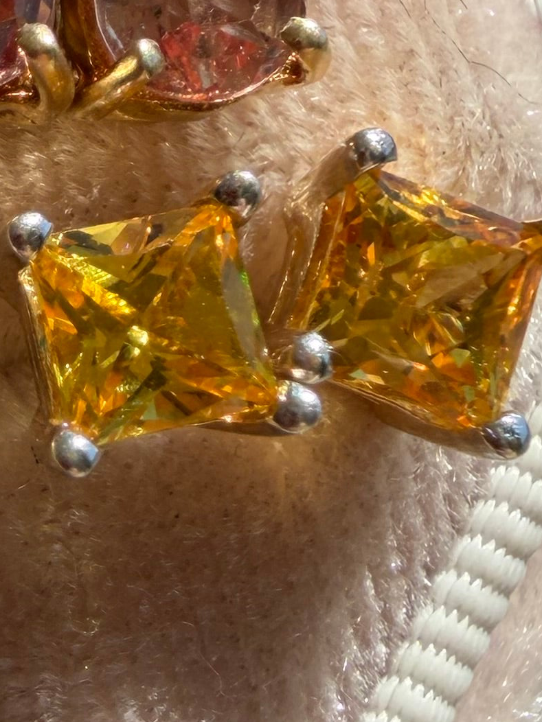 square cut yellow topaz studs