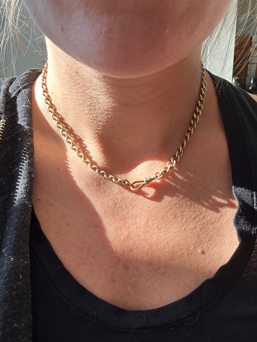 antique curb 10" watch chain with t bar