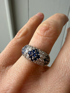 white gold diamond and sapphire dome ring