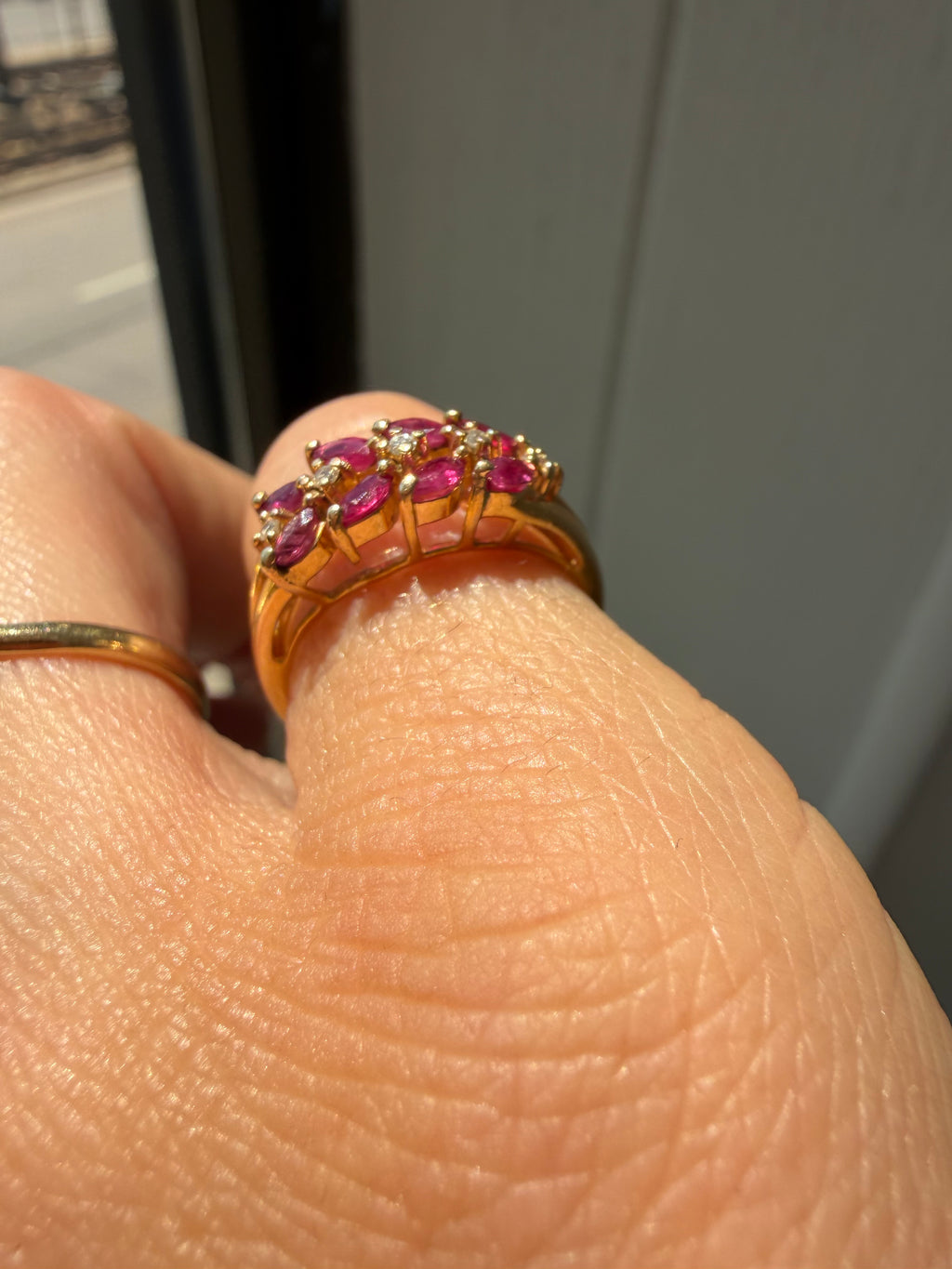 ruby and diamond leaf band