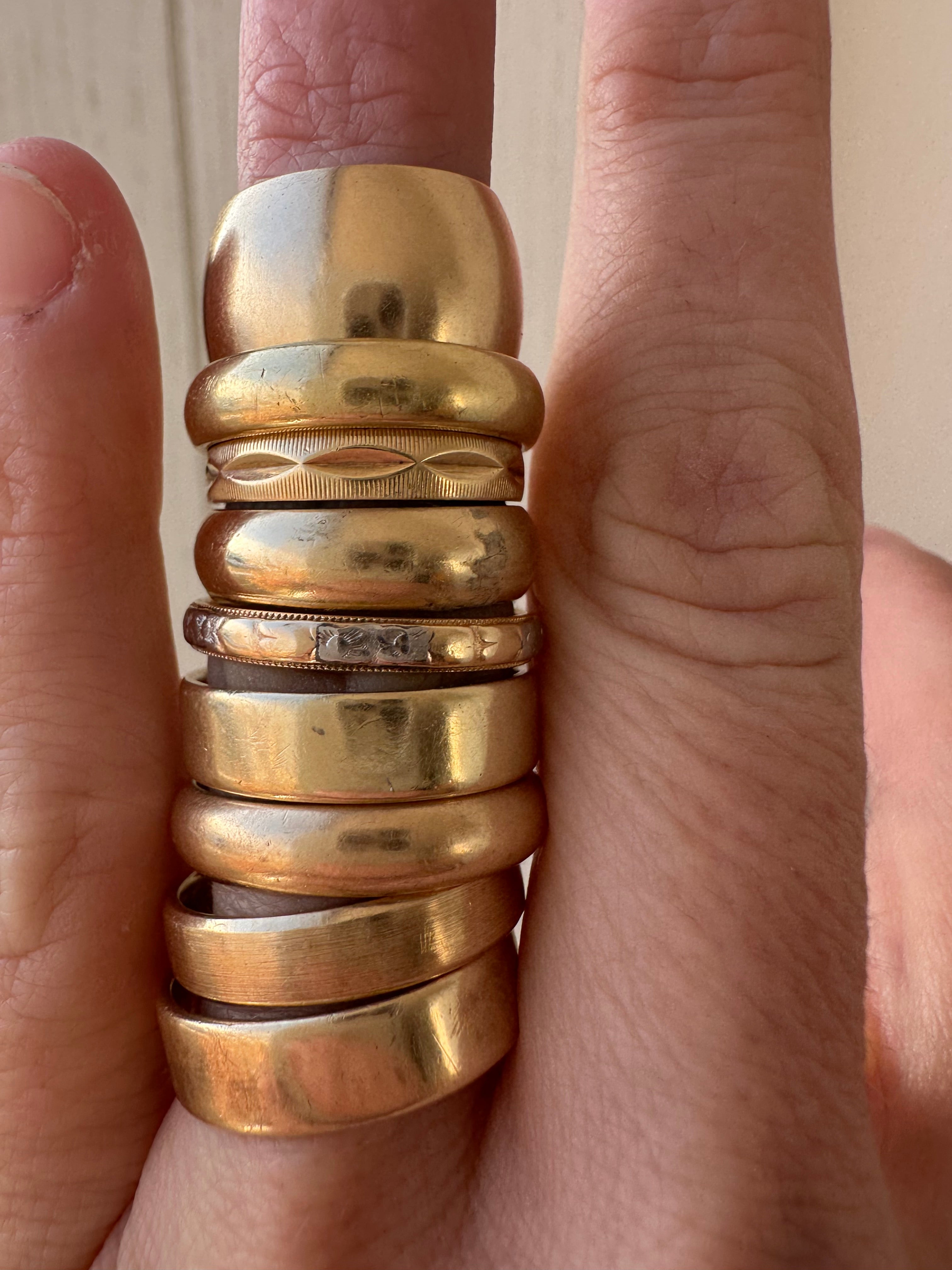 a collection of gold bands