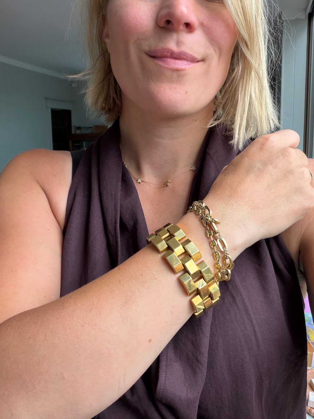 chunky blocky 18k gold bracelet