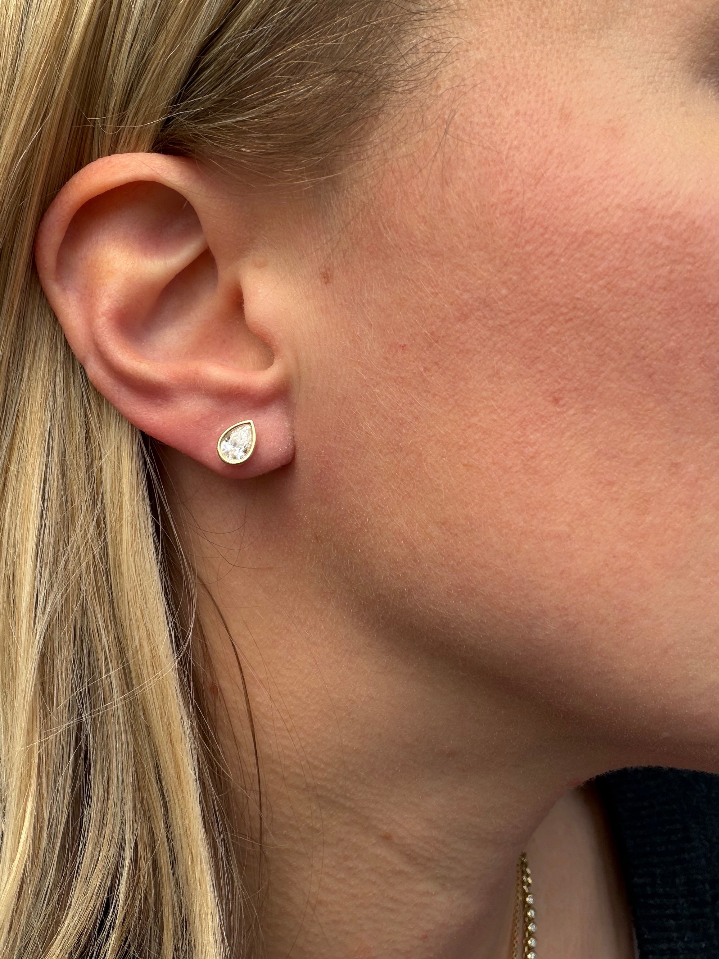 bezel and martini set lab diamond studs