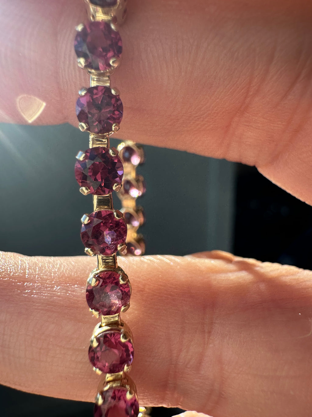 magenta pink tourmaline bracelet