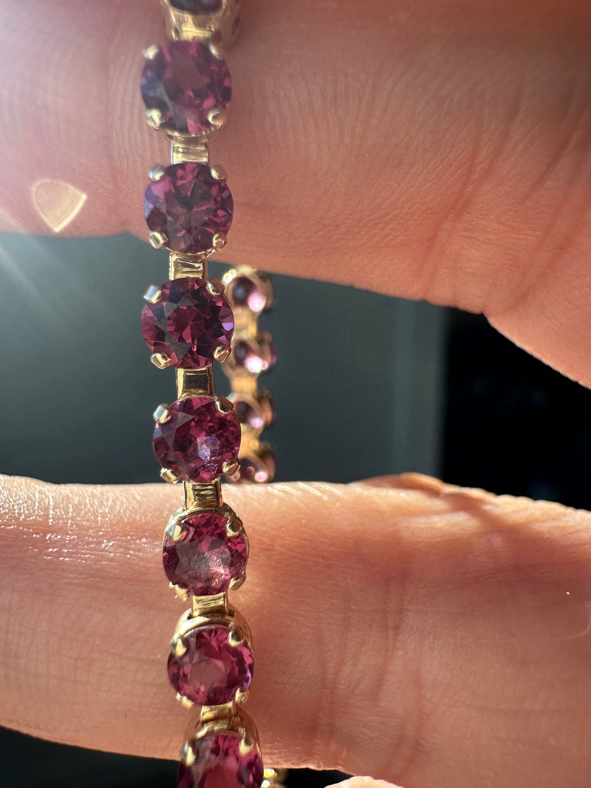 magenta pink tourmaline bracelet