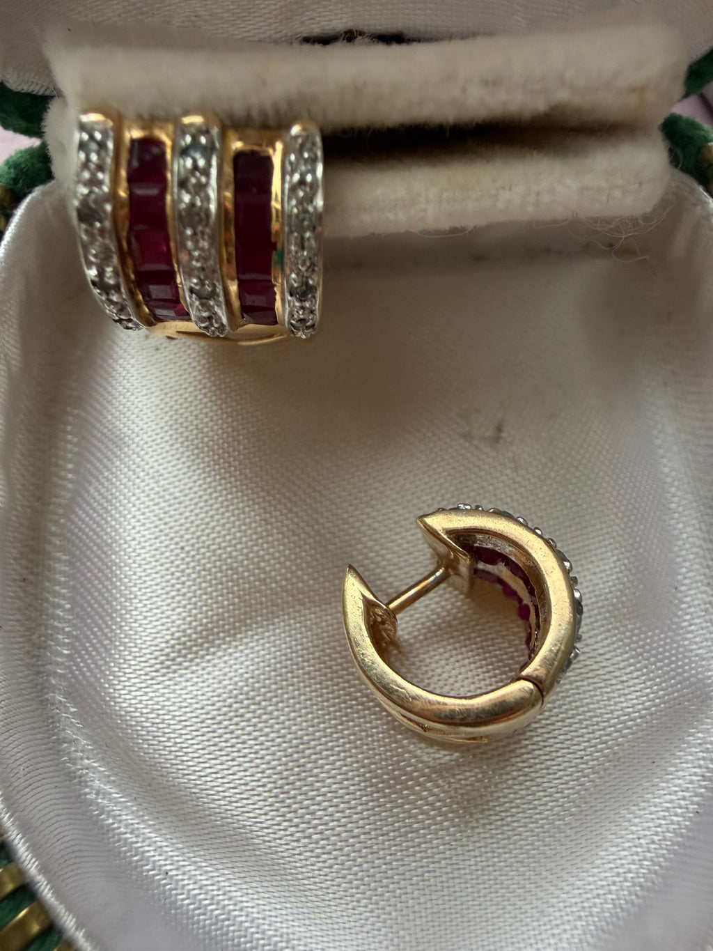 ruby and diamond huggie hoops