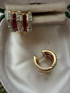 ruby and diamond huggie hoops
