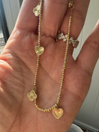 18k clover and heart anklet