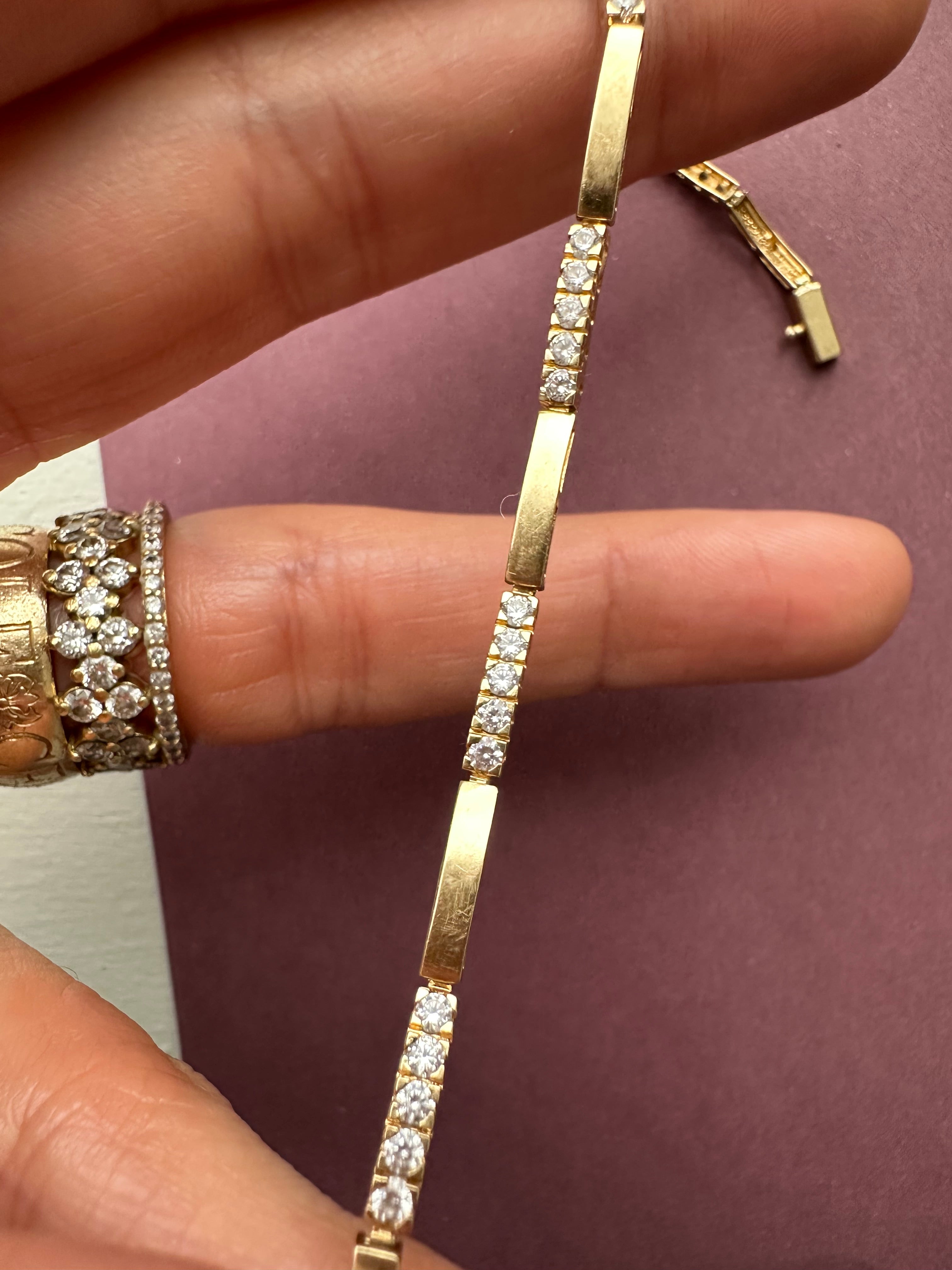 CZ and gold bar bracelet