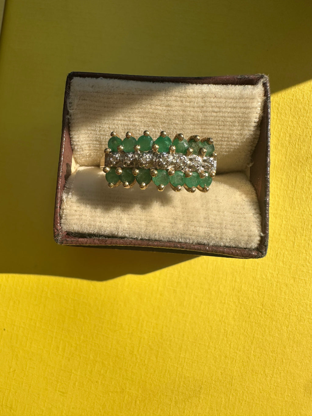 emerald and diamond tiara ring