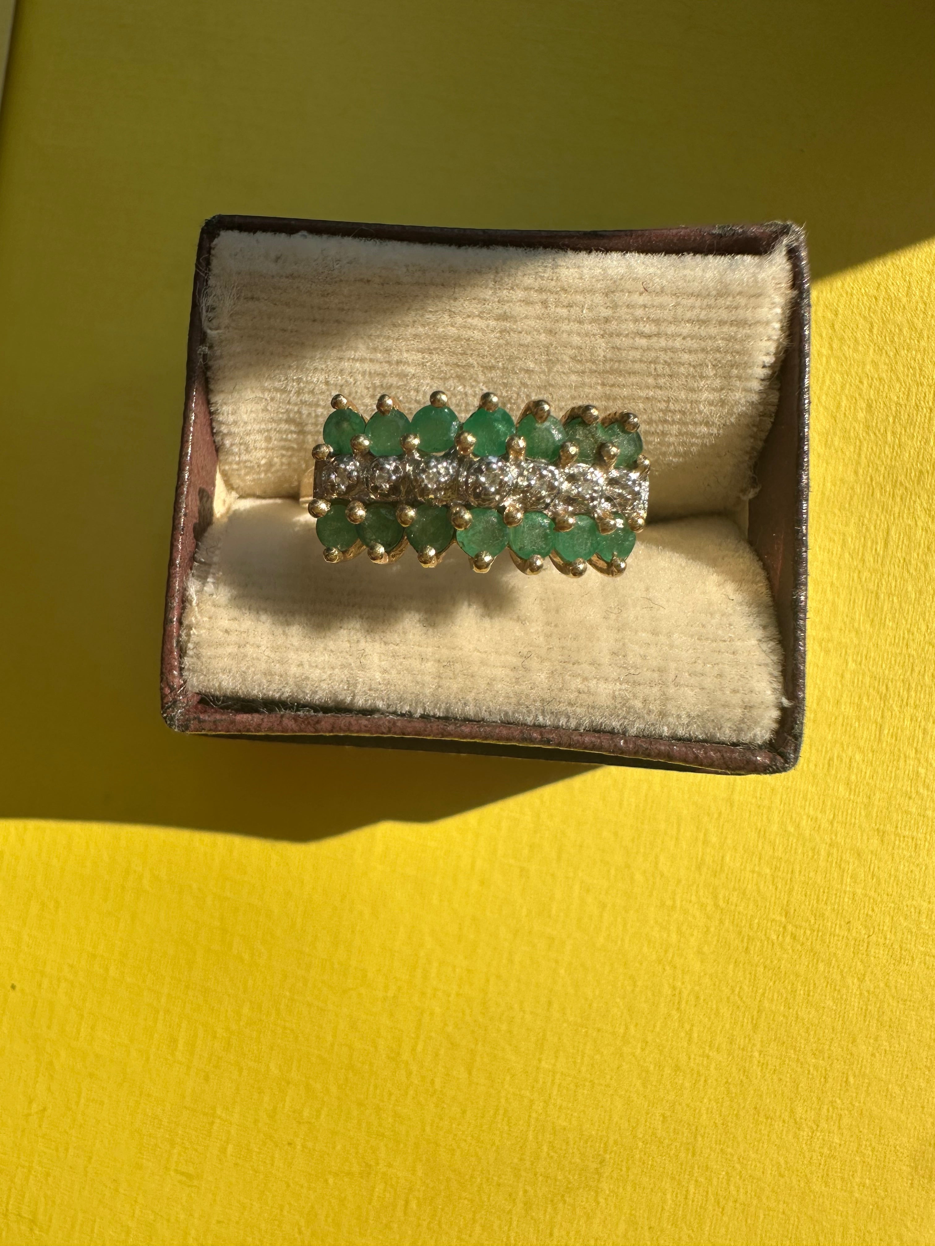 emerald and diamond tiara ring