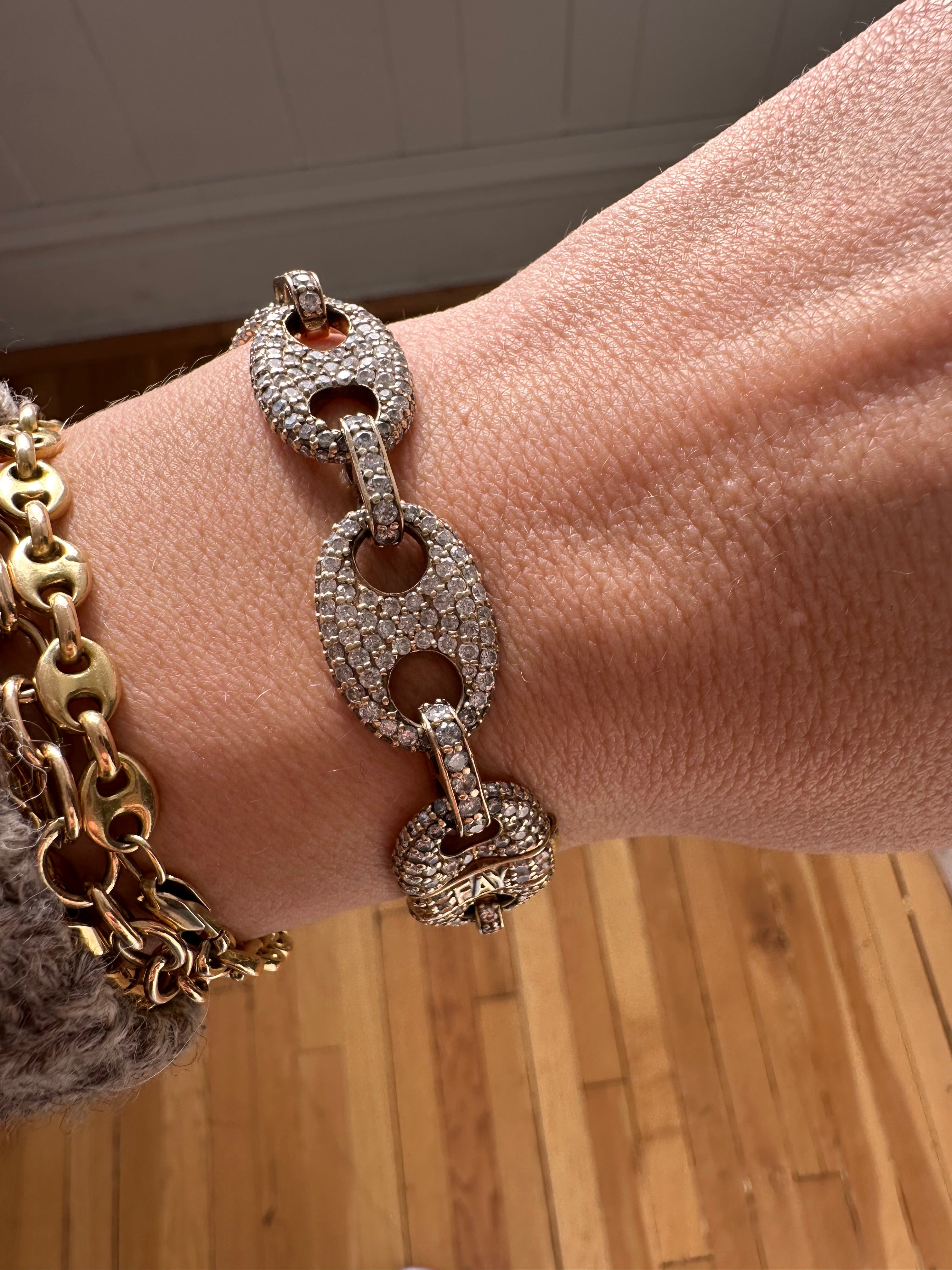 diamond covered gucci link bracelet
