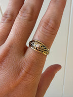 orange blossom dome ring with old euro cut diamond