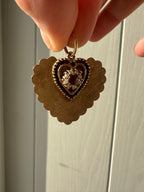 vintage florentine finish garnet and seed pearl heart