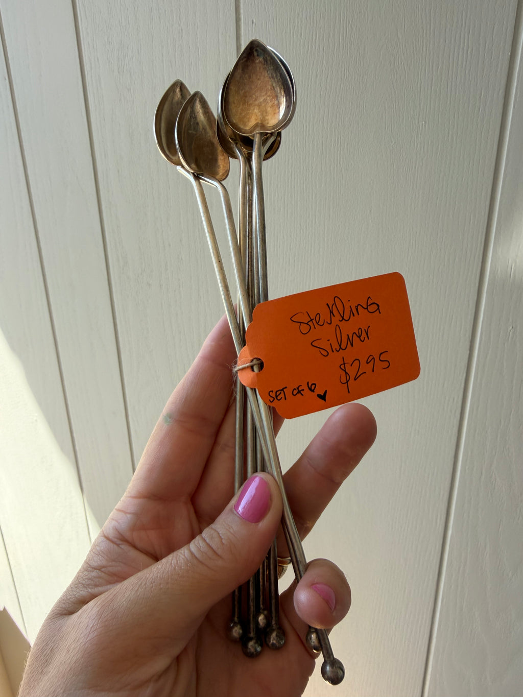 mint julep, iced tea straw spoons sterling silver set of 6